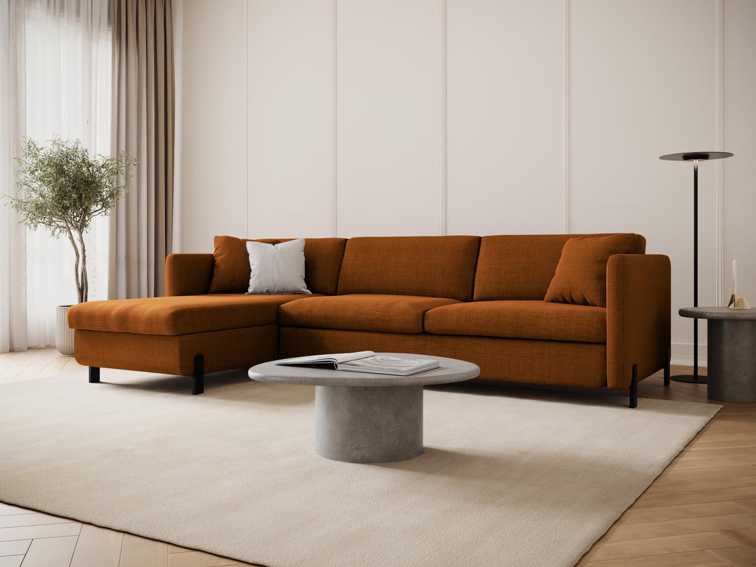 Stylisches Gloria Ecksofa links mit Schlaffunktion und Stauraum, ideal für gemütliche Abende und als praktisches Bettsofa für Gäste.