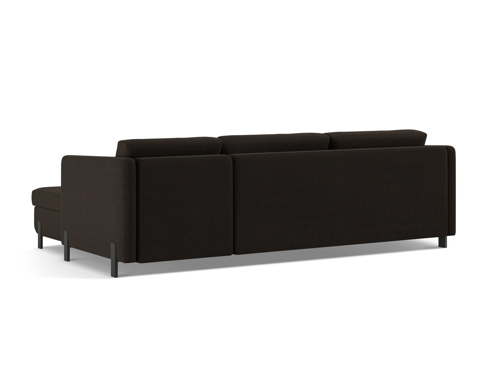 Modernes 5-Sitzer Ecksofa Gloria in Dunkelgrau, linksseitig, mit cleverer Schlaffunktion und integriertem Stauraum für zusätzlichen Komfort.
