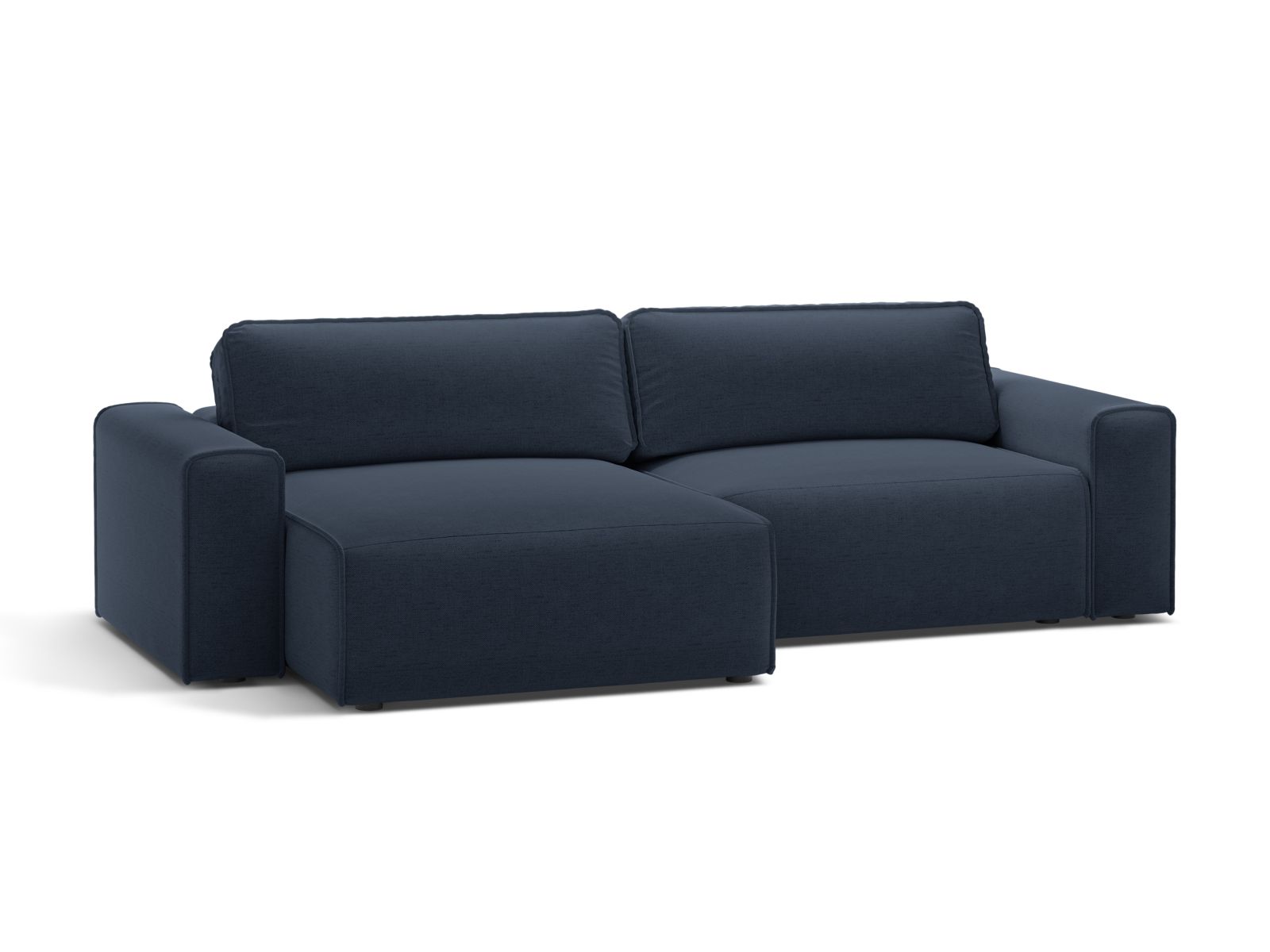 Elegantes 3-Sitzer Ecksofa Victor in Royal Blue-Moly, ideal für Wohnräume, mit praktischer Schlaffunktion und Stauraum.