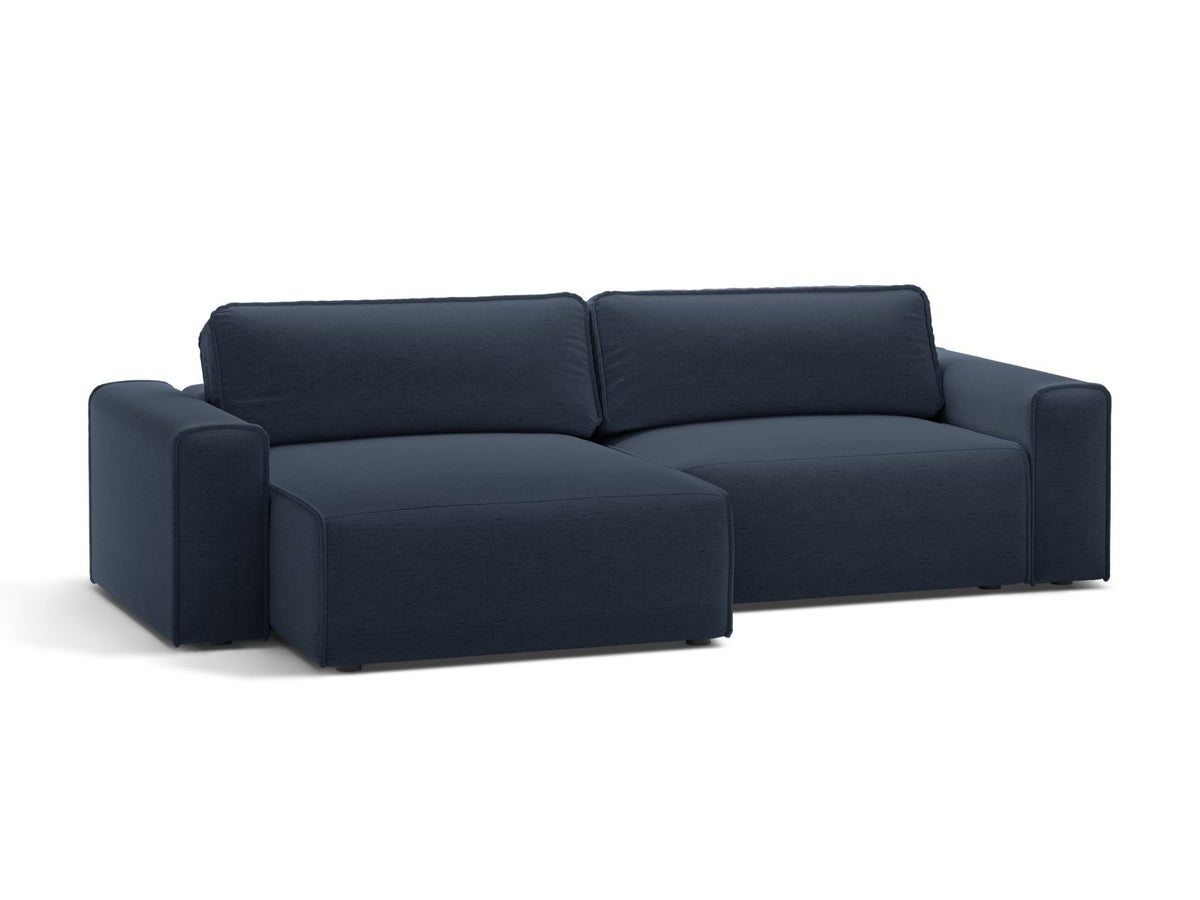 3-Sitzer Ecksofa Victor mit Schlaffunktion und Stauraum, links in Royal Blue-Moly präsentiert im Onlineshop von KAQTU Design AG. Bettsofa links ist von Micadoni