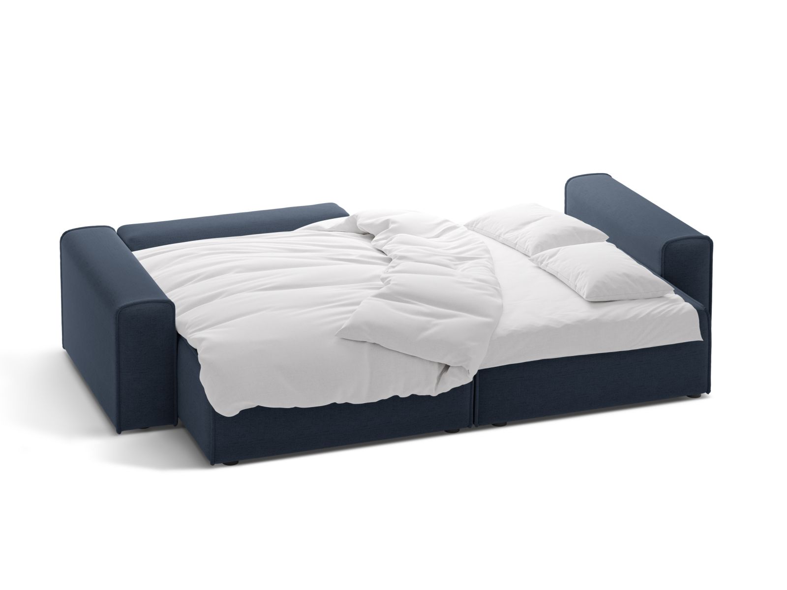 Modernes 3-Sitzer Ecksofa Victor in Royal Blue, bietet Komfort und Funktionalität mit Schlaffunktion und integriertem Stauraum.