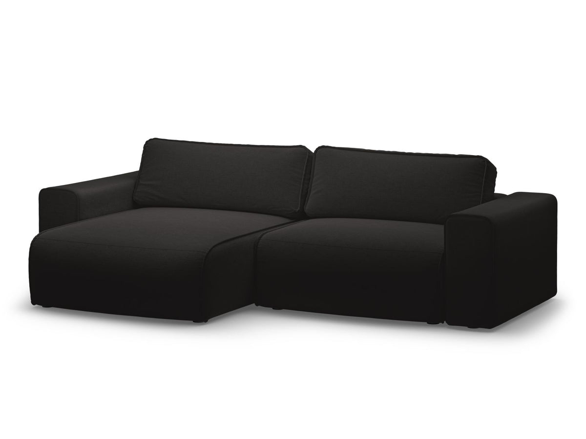 3-Sitzer Ecksofa Victor mit Schlaffunktion und Stauraum, links in Black-Moly präsentiert im Onlineshop von KAQTU Design AG. Bettsofa links ist von Micadoni