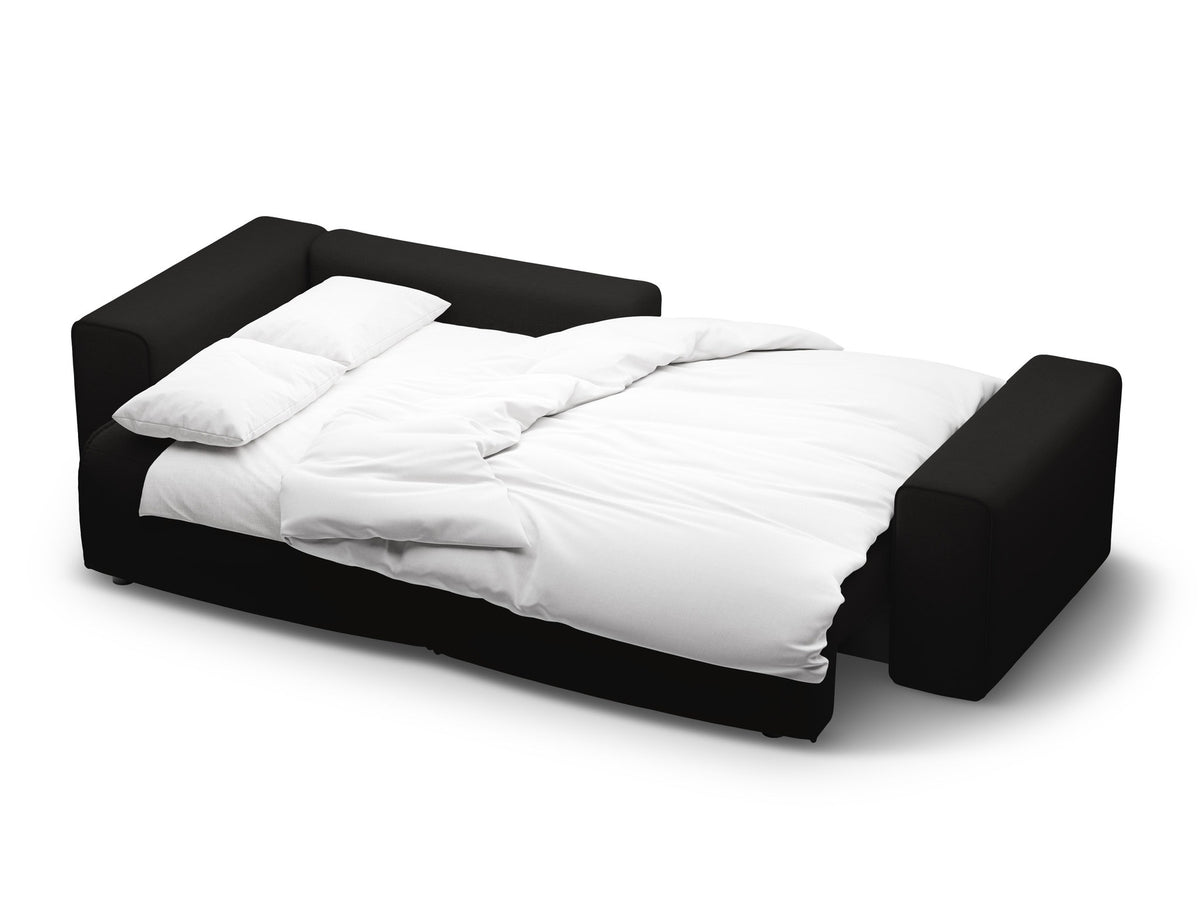 3-Sitzer Ecksofa Victor mit Schlaffunktion und Stauraum, links in Black-Moly präsentiert im Onlineshop von KAQTU Design AG. Bettsofa links ist von Micadoni