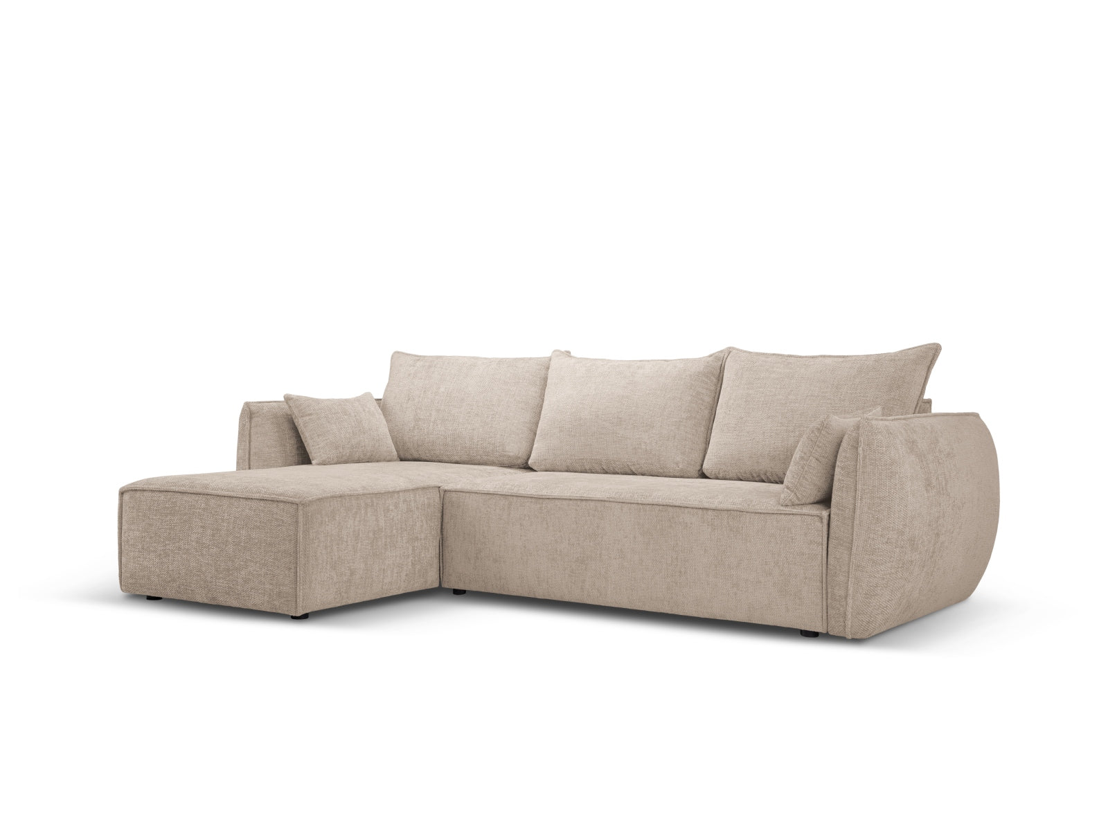 Entdecken Sie das stilvolle Kaelle Ecksofa links von Micadoni – 4 Sitzer mit Schlaffunktion und Stauraum für Ihr modernes Wohnzimmer.