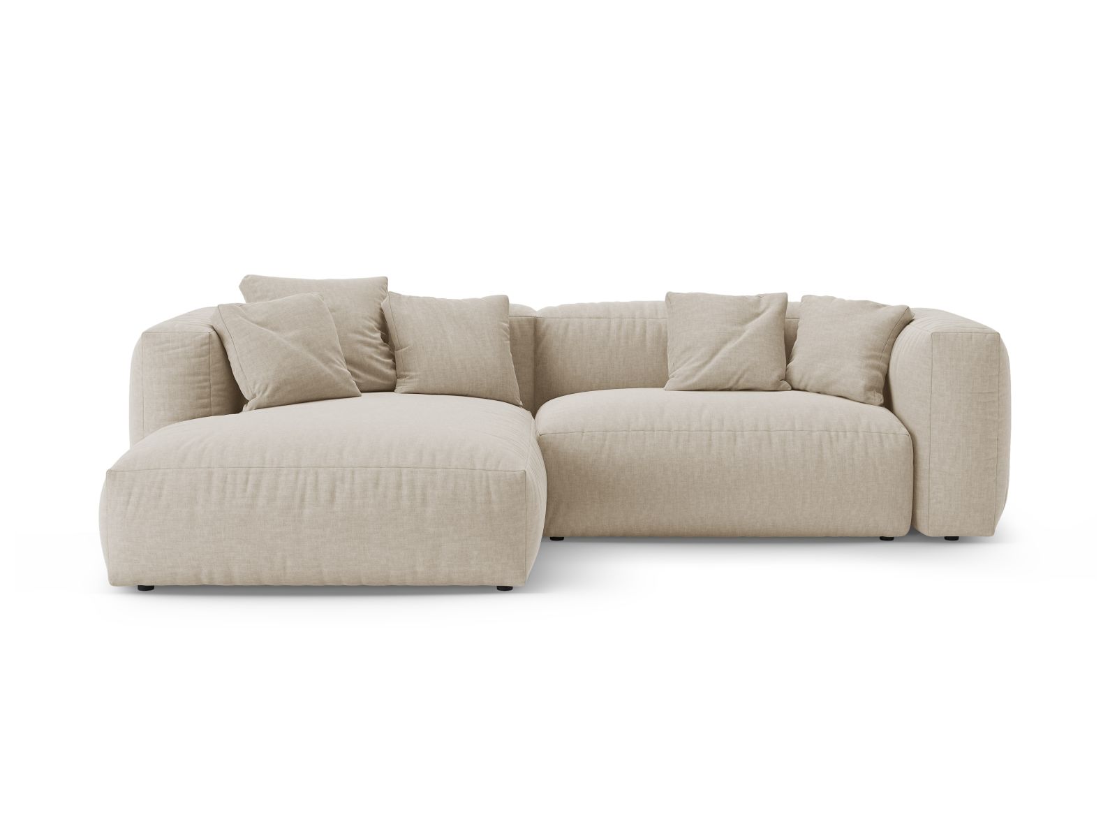 4-Sitzer Ecksofa links mit Bettfunktion Martina in Light Beige-Boston präsentiert im Onlineshop von KAQTU Design AG. Bettsofa links ist von Micadoni