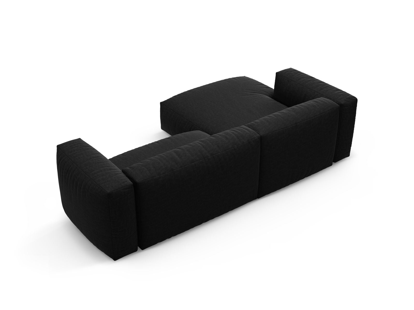 Elegantes 4-Sitzer Ecksofa links Martina in Black-Boston, ideal für entspannte Abende und als Schlafgelegenheit für Gäste.