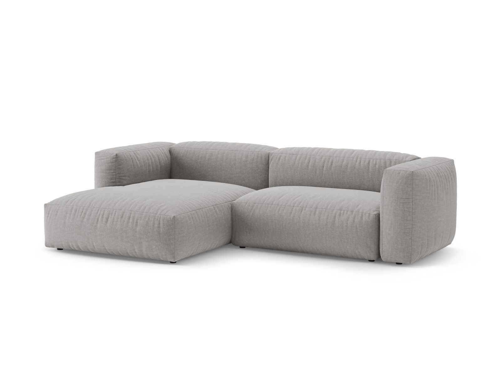 Stylisches 4-Sitzer Ecksofa Martina in Hellgrau mit praktischer Bettfunktion, ideal für gemütliche Abende und Gästeübernachtungen.