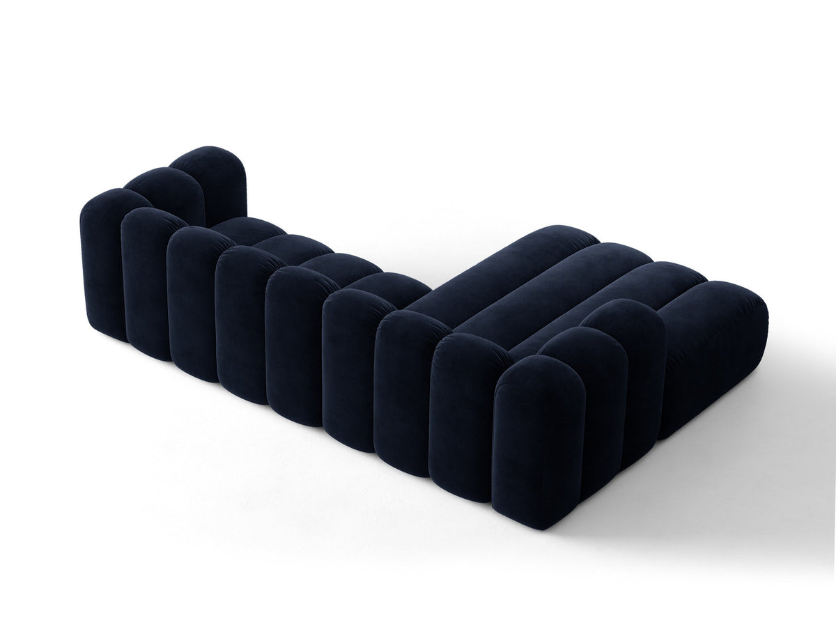 Lupine Ecksofa mit Bettfunktion und Stauraum links, Bezug aus Stoff Eden in Leichtes beige, schwarze Kunststoffbeine, Ecksofa-Form von Micadoni.