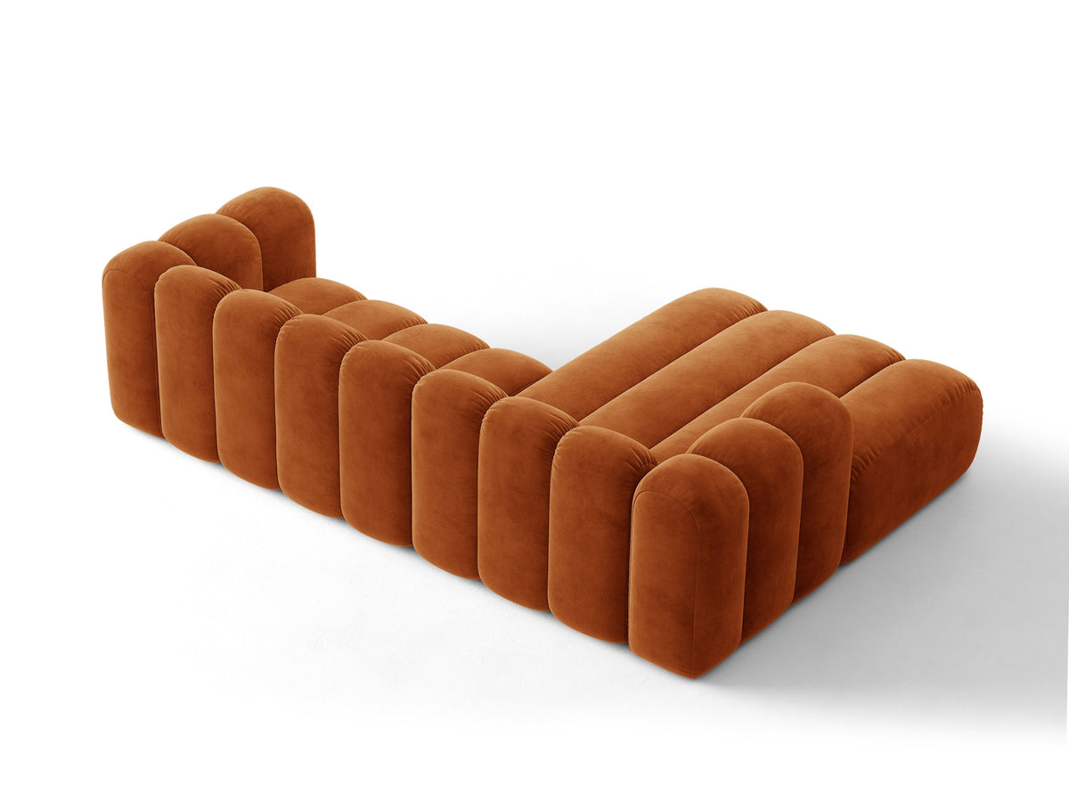 Lupine Ecksofa mit Bettfunktion und Stauraum links, Bezug aus Stoff Eden in Leichtes beige, schwarze Kunststoffbeine, Ecksofa-Form von Micadoni.