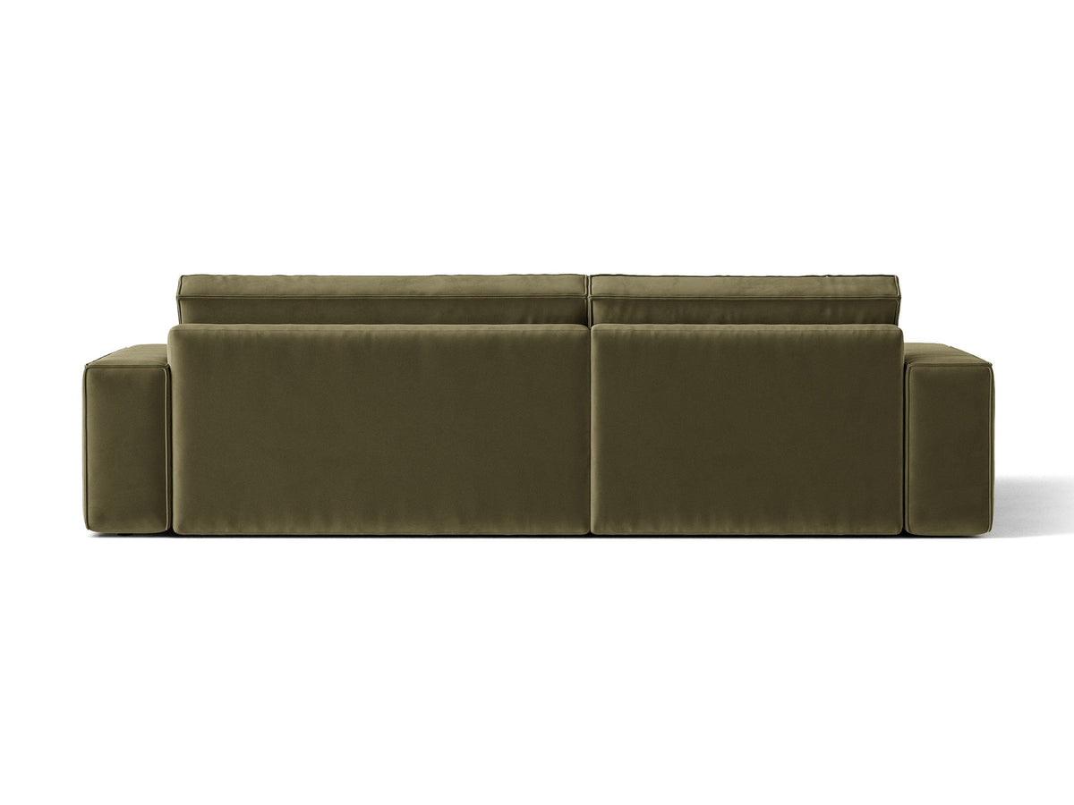 Jodie Velour Ecksofa links mit Schlaffunktion und Stauraumbox 3 Sitzer in Green-Bluvel präsentiert im Onlineshop von KAQTU Design AG. Bettsofa links ist von Micadoni
