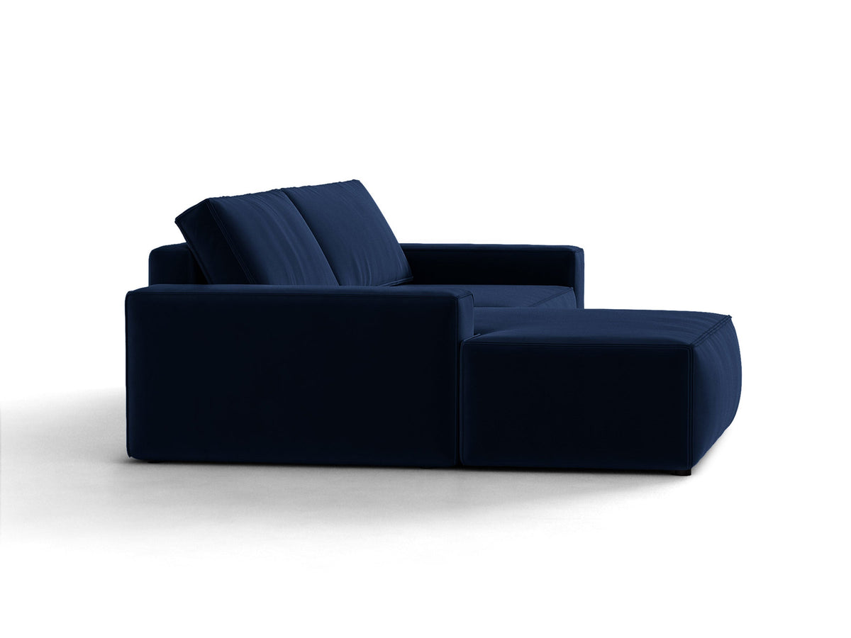 Jodie Velour Ecksofa links mit Schlaffunktion und Stauraumbox 3 Sitzer in Royal Blue-Bluvel präsentiert im Onlineshop von KAQTU Design AG. Bettsofa links ist von Micadoni