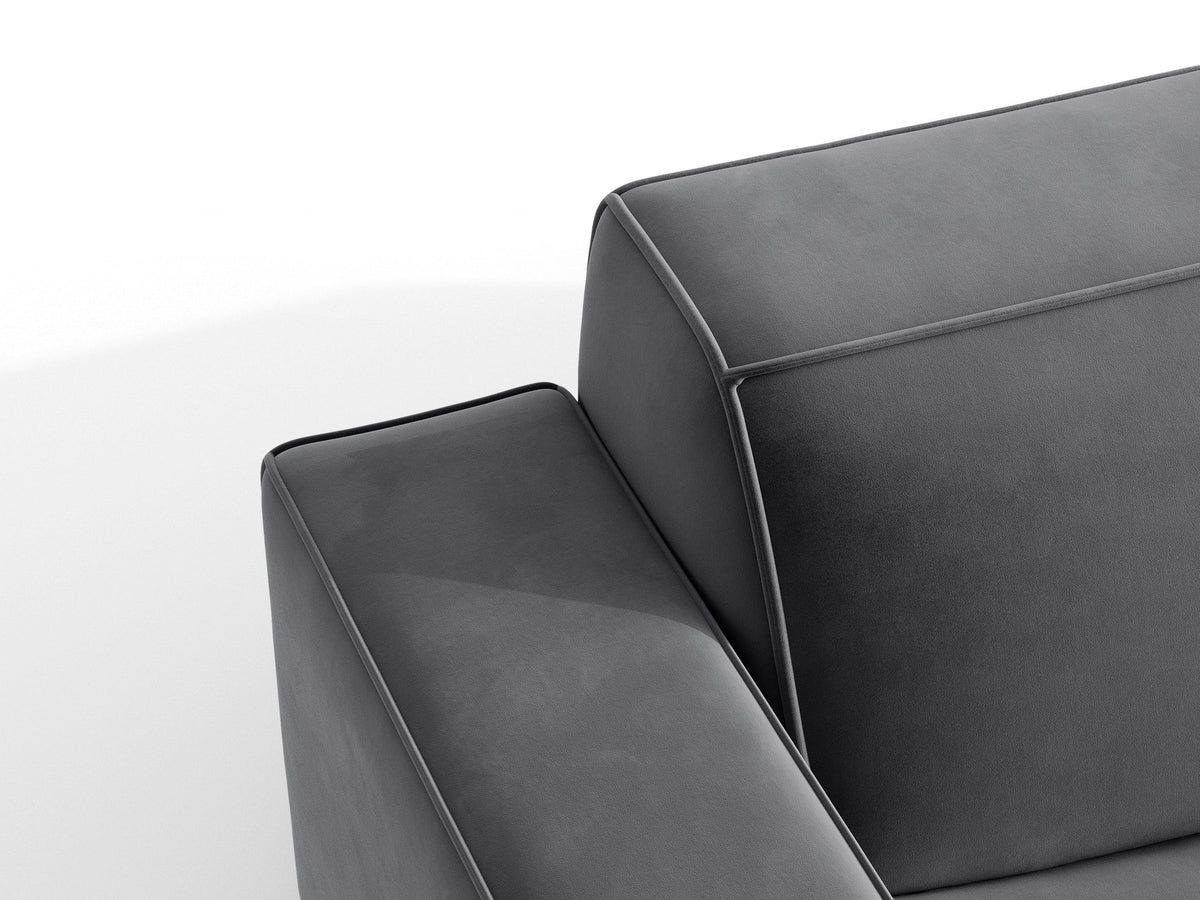 Jodie Velour Ecksofa links mit Schlaffunktion und Stauraumbox 3 Sitzer in Grey-Bluvel präsentiert im Onlineshop von KAQTU Design AG. Bettsofa links ist von Micadoni