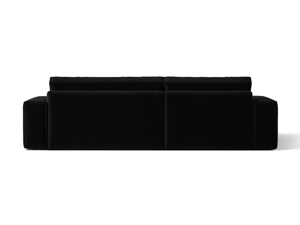 Jodie Velour Ecksofa links mit Schlaffunktion und Stauraumbox 3 Sitzer in Black-Bluvel präsentiert im Onlineshop von KAQTU Design AG. Bettsofa links ist von Micadoni