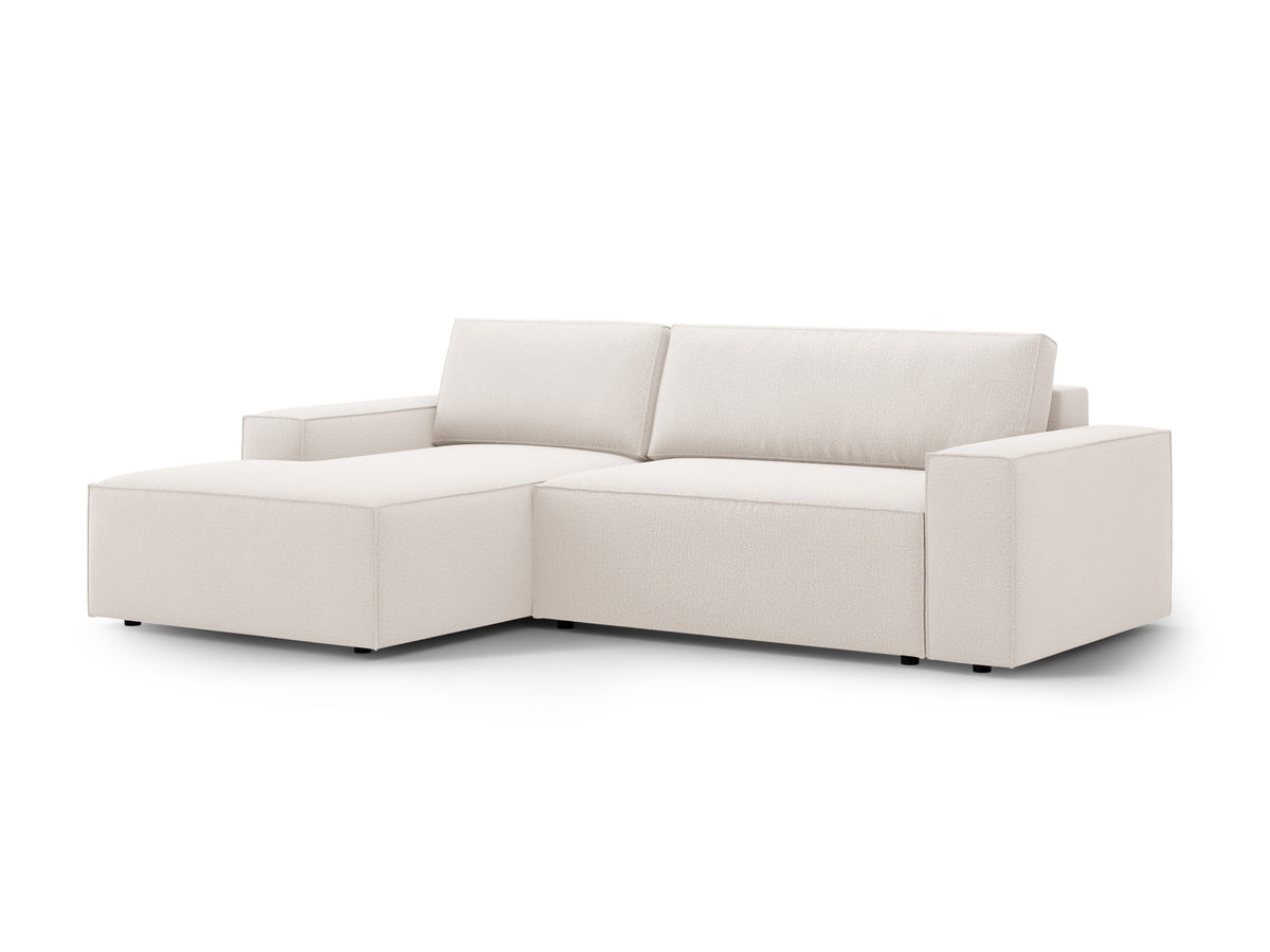 Jodie Ecksofa links mit Schlaffunktion und Stauraumbox 3 Sitzer in Light Beige-Megan präsentiert im Onlineshop von KAQTU Design AG. Bettsofa links ist von Micadoni