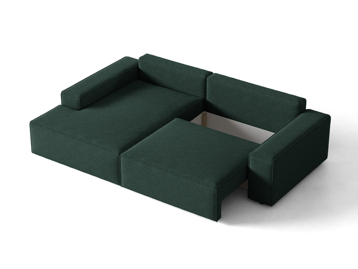 Jodie Ecksofa links mit Schlaffunktion und Stauraumbox 3 Sitzer in Green-Megan präsentiert im Onlineshop von KAQTU Design AG. Bettsofa links ist von Micadoni
