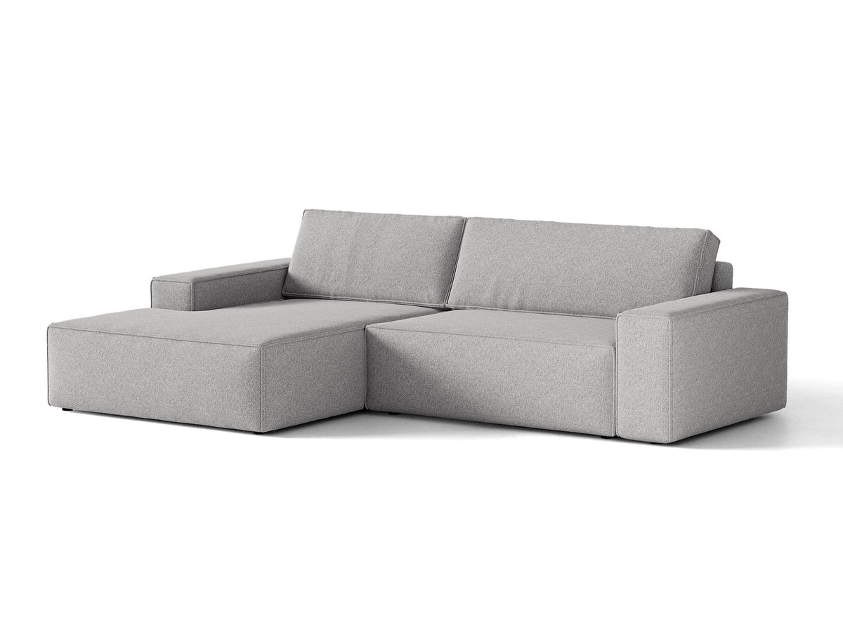 Jodie Ecksofa links mit Schlaffunktion und Stauraumbox 3 Sitzer in Light Grey-Megan präsentiert im Onlineshop von KAQTU Design AG. Bettsofa links ist von Micadoni