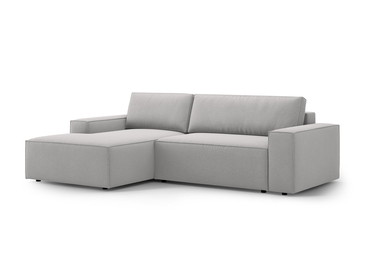 Jodie Ecksofa links mit Schlaffunktion und Stauraumbox 3 Sitzer in Light Grey-Megan präsentiert im Onlineshop von KAQTU Design AG. Bettsofa links ist von Micadoni