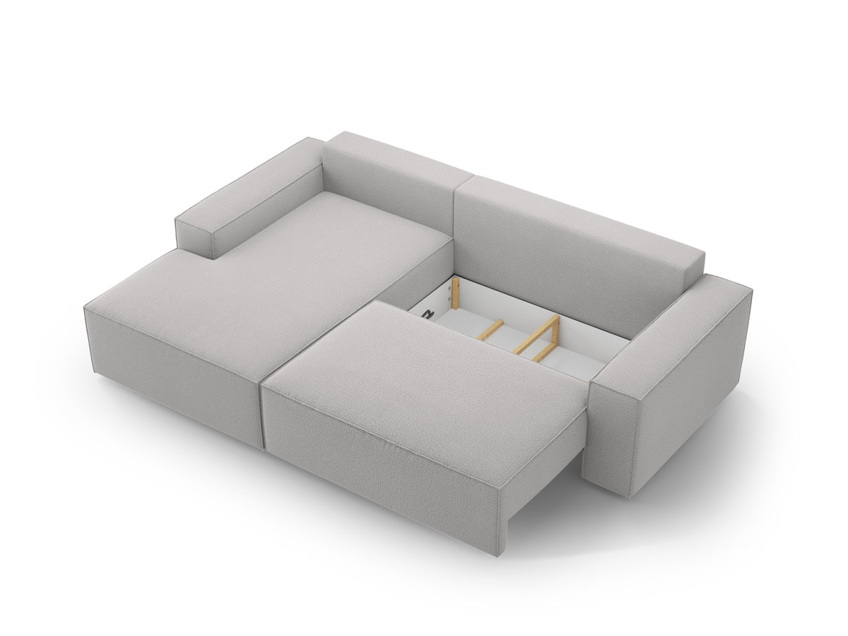 Jodie Ecksofa links mit Schlaffunktion und Stauraumbox 3 Sitzer in Light Grey-Megan präsentiert im Onlineshop von KAQTU Design AG. Bettsofa links ist von Micadoni