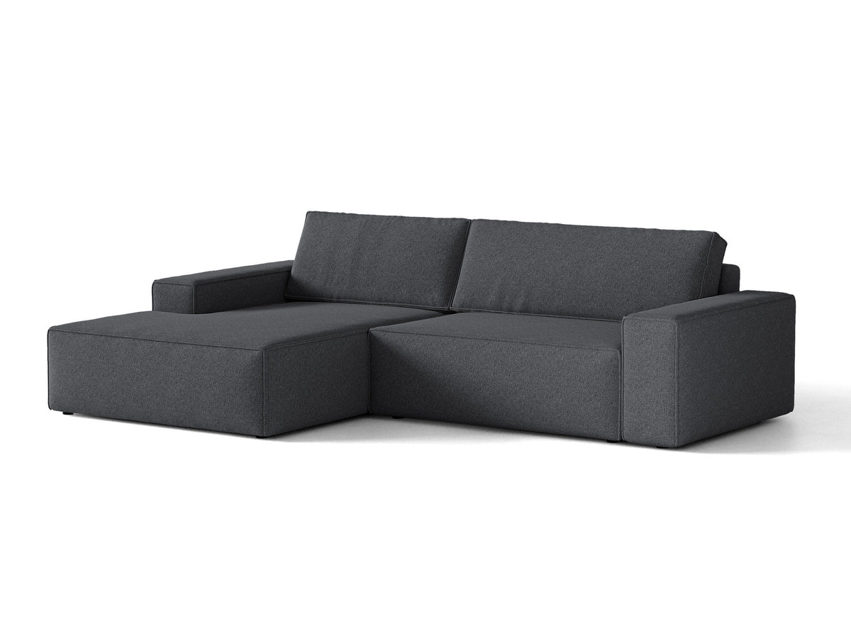 Jodie Ecksofa links mit Schlaffunktion und Stauraumbox 3 Sitzer in Dark Grey-Megan präsentiert im Onlineshop von KAQTU Design AG. Bettsofa links ist von Micadoni