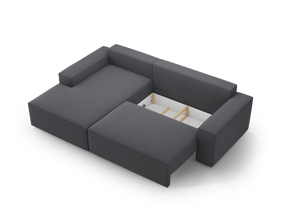 Jodie Ecksofa links mit Schlaffunktion und Stauraumbox 3 Sitzer in Dark Grey-Megan präsentiert im Onlineshop von KAQTU Design AG. Bettsofa links ist von Micadoni