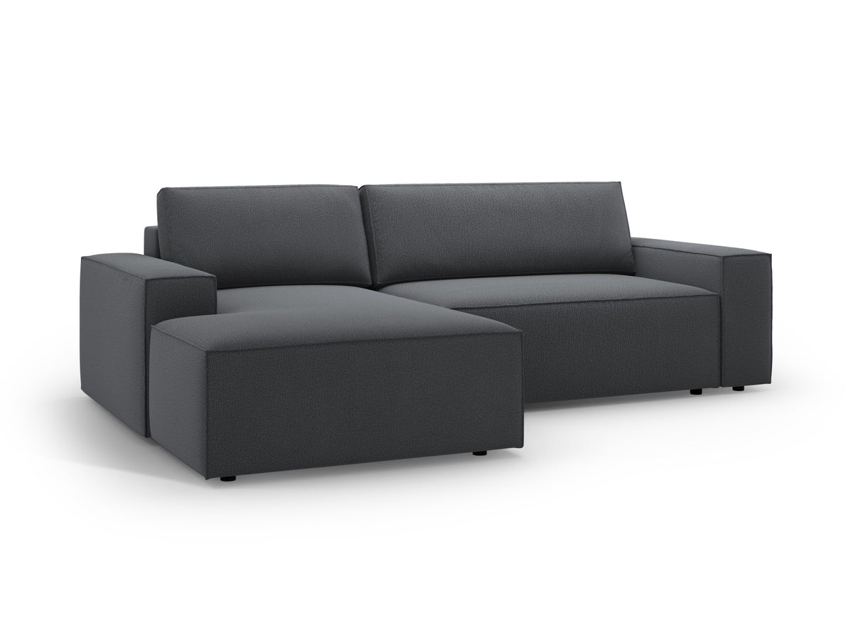 Jodie Ecksofa links mit Schlaffunktion und Stauraumbox 3 Sitzer in Dark Grey-Megan präsentiert im Onlineshop von KAQTU Design AG. Bettsofa links ist von Micadoni