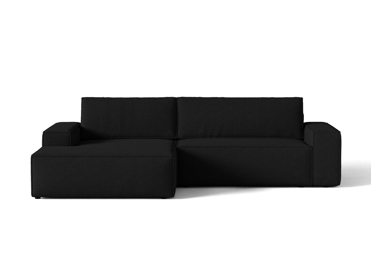 Jodie Ecksofa links mit Schlaffunktion und Stauraumbox 3 Sitzer in Black-Megan präsentiert im Onlineshop von KAQTU Design AG. Bettsofa links ist von Micadoni