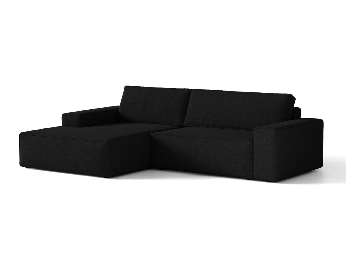 Jodie Ecksofa links mit Schlaffunktion und Stauraumbox 3 Sitzer in Black-Megan präsentiert im Onlineshop von KAQTU Design AG. Bettsofa links ist von Micadoni