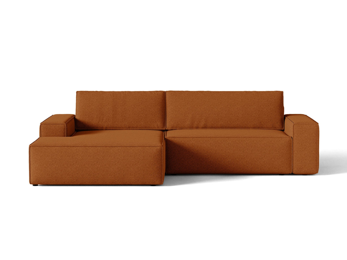 Jodie Ecksofa links mit Schlaffunktion und Stauraumbox 3 Sitzer in Terracotta-Megan präsentiert im Onlineshop von KAQTU Design AG. Bettsofa links ist von Micadoni