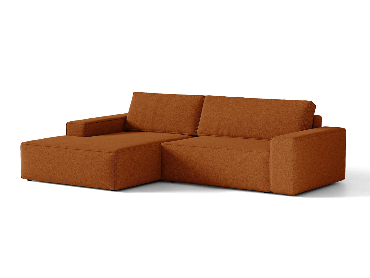 Jodie Ecksofa links mit Schlaffunktion und Stauraumbox 3 Sitzer in Terracotta-Megan präsentiert im Onlineshop von KAQTU Design AG. Bettsofa links ist von Micadoni