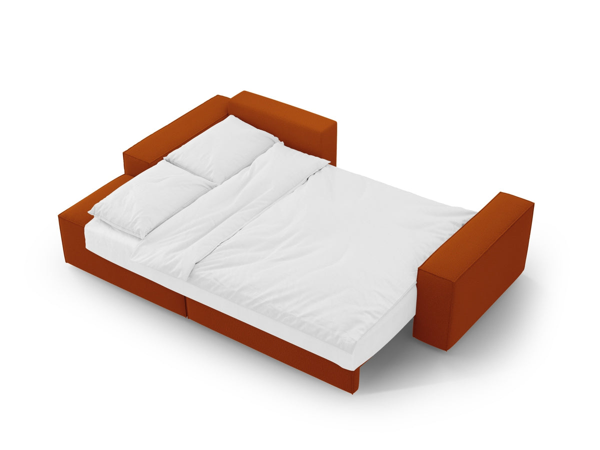 Jodie Ecksofa links mit Schlaffunktion und Stauraumbox 3 Sitzer in Terracotta-Megan präsentiert im Onlineshop von KAQTU Design AG. Bettsofa links ist von Micadoni