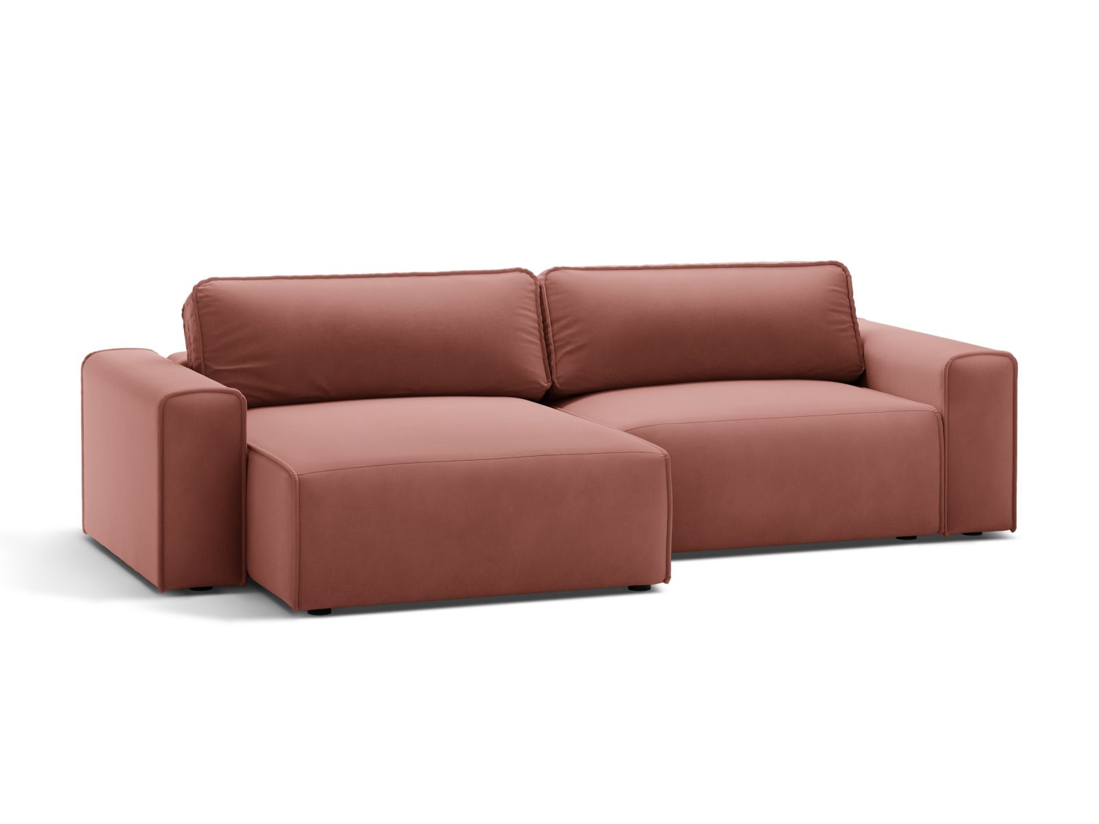 Stylisches 3-Sitzer Ecksofa links in Pink-Paris mit praktischer Schlaffunktion und Stauraum, ideal für moderne Wohnräume.