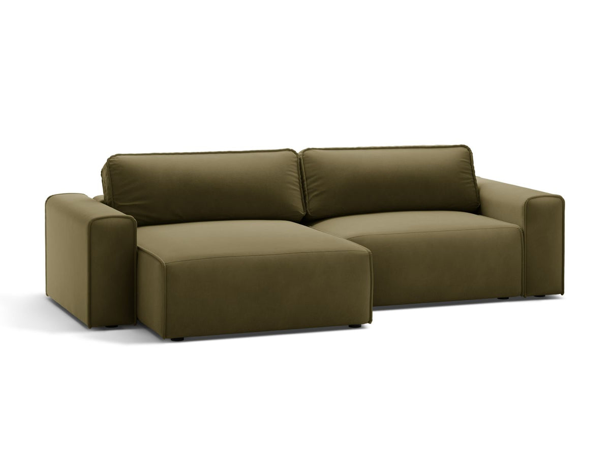 3-Sitzer Ecksofa links mit Schlaffunktion und Stauraum Victor in Moss Green Melange-Paris präsentiert im Onlineshop von KAQTU Design AG. Bettsofa links ist von Micadoni