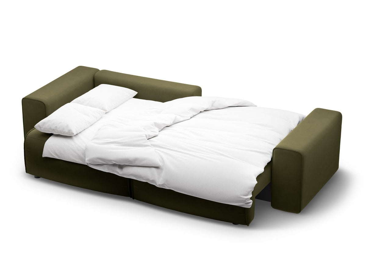 3-Sitzer Ecksofa links mit Schlaffunktion und Stauraum Victor in Moss Green Melange-Paris präsentiert im Onlineshop von KAQTU Design AG. Bettsofa links ist von Micadoni