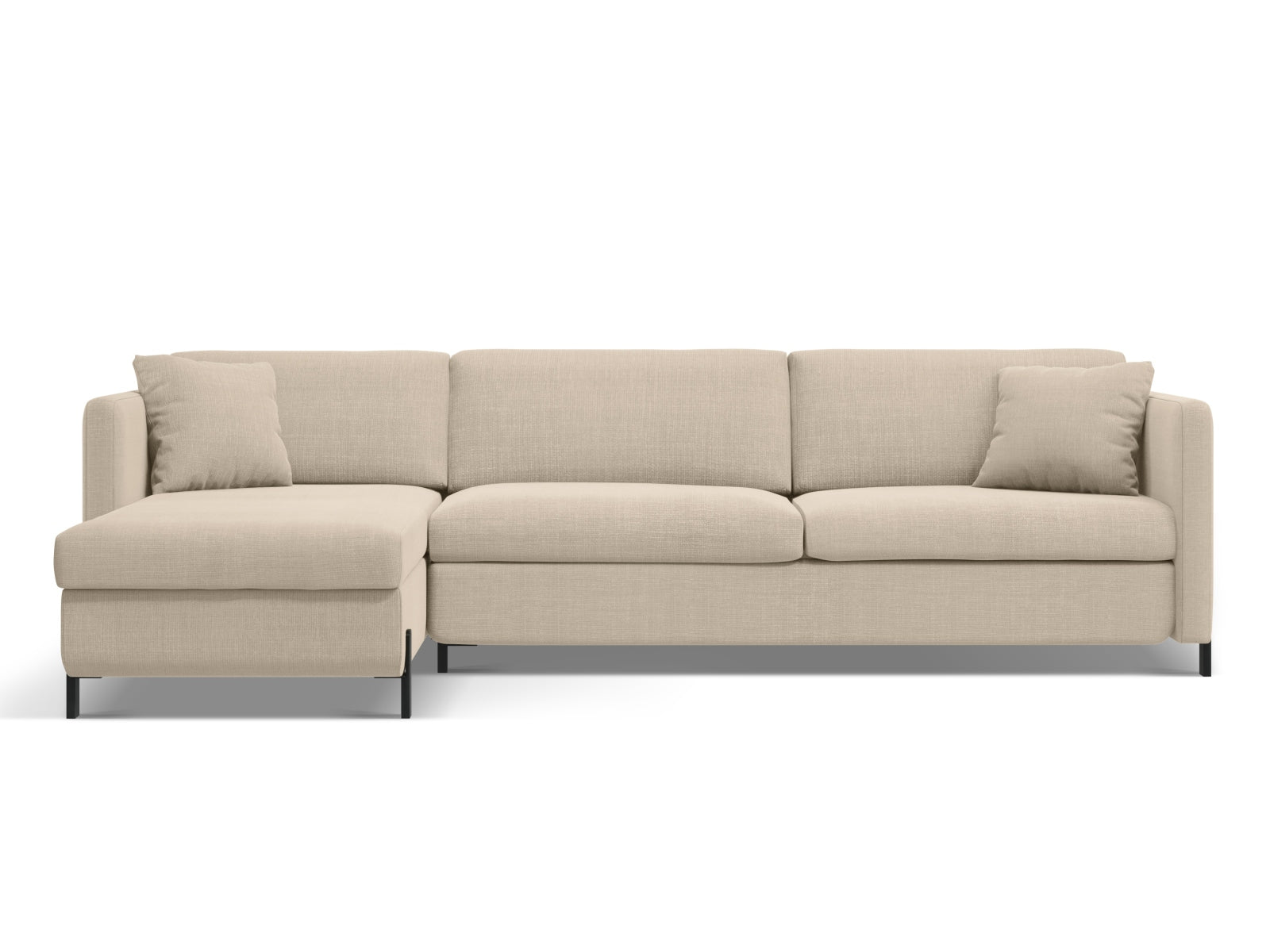 Gloria Ecksofa links mit Schlaffunktion Stauraum 4 Sitzer in Beige präsentiert im Onlineshop von KAQTU Design AG. Ecksofa links ist von Micadoni