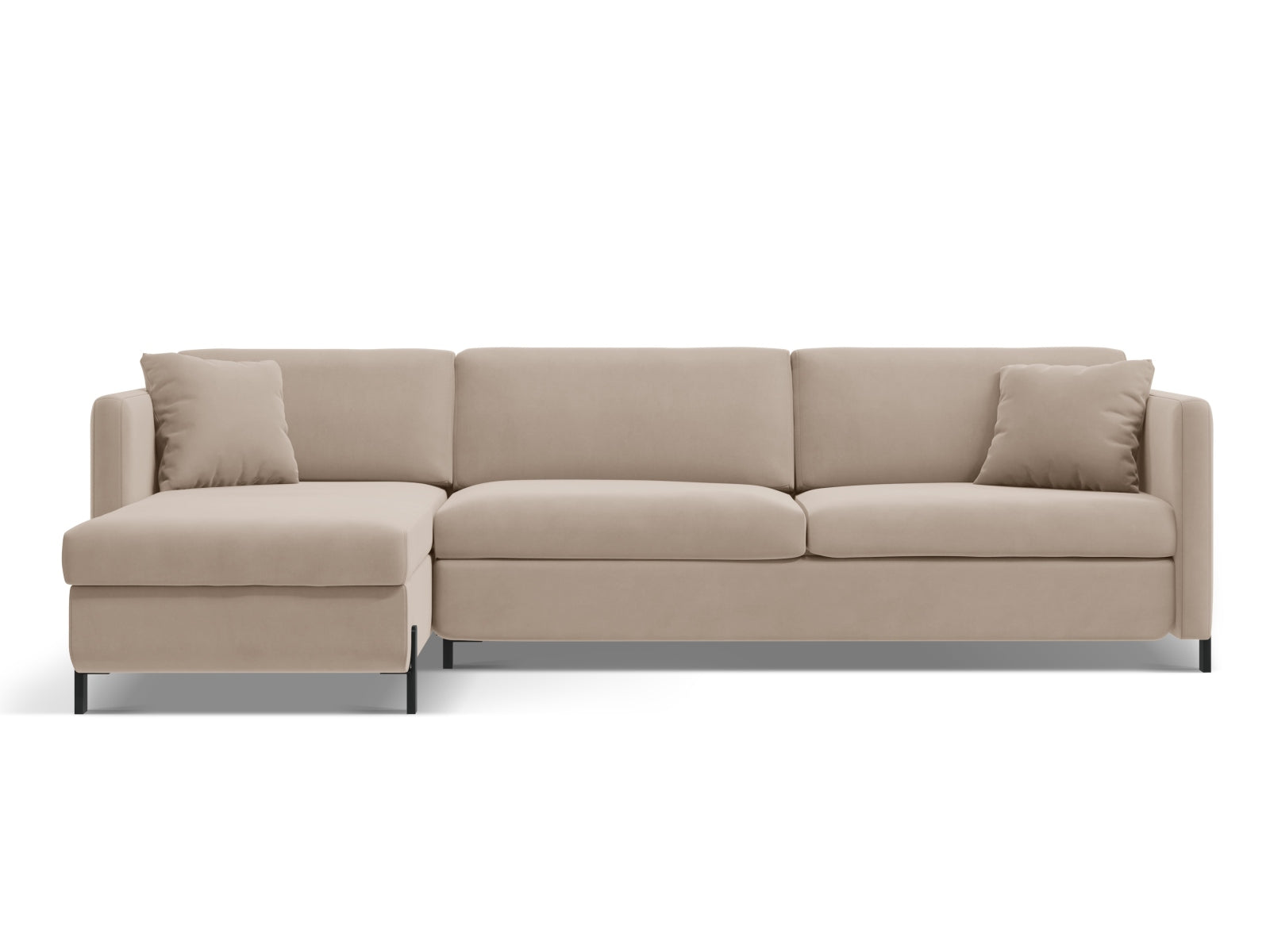 Gloria Velour links Ecksofa mit Schlaffunktion und Stauraum 4 Sitzer in Beige-Salvador präsentiert im Onlineshop von KAQTU Design AG. Bettsofa links ist von Micadoni
