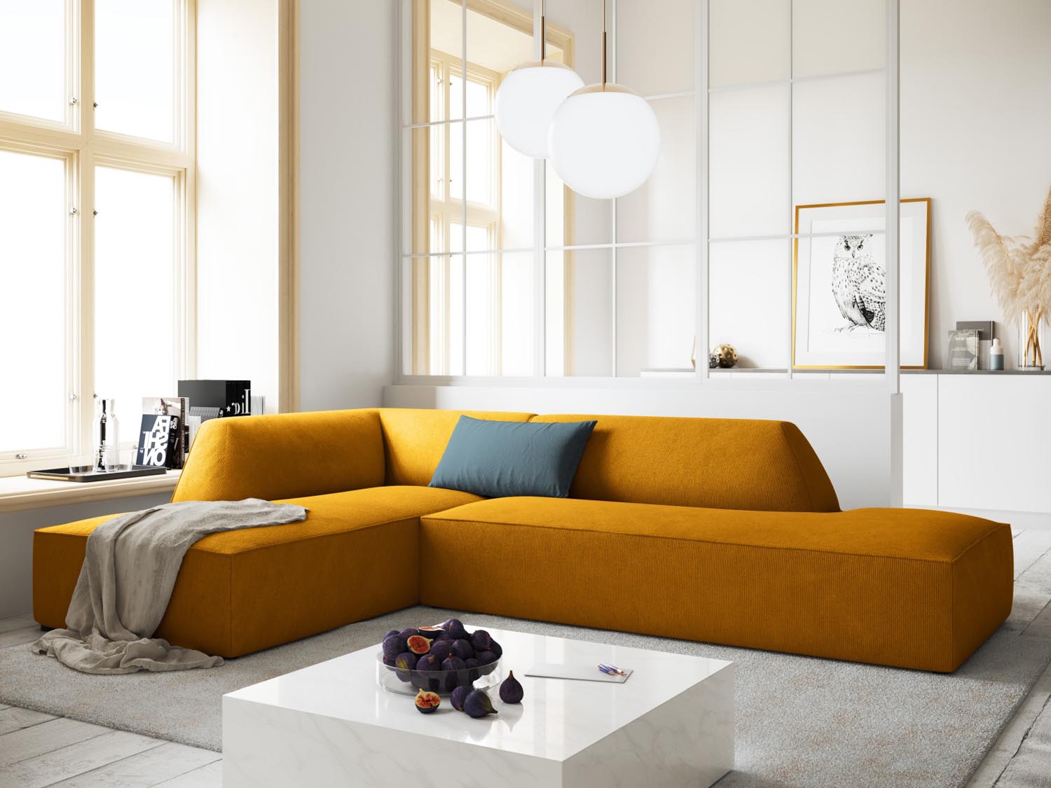 Ruby Modulares Ecksofa links 4 Sitzer in Yellow präsentiert im Onlineshop von KAQTU Design AG. Ecksofa links ist von Micadoni