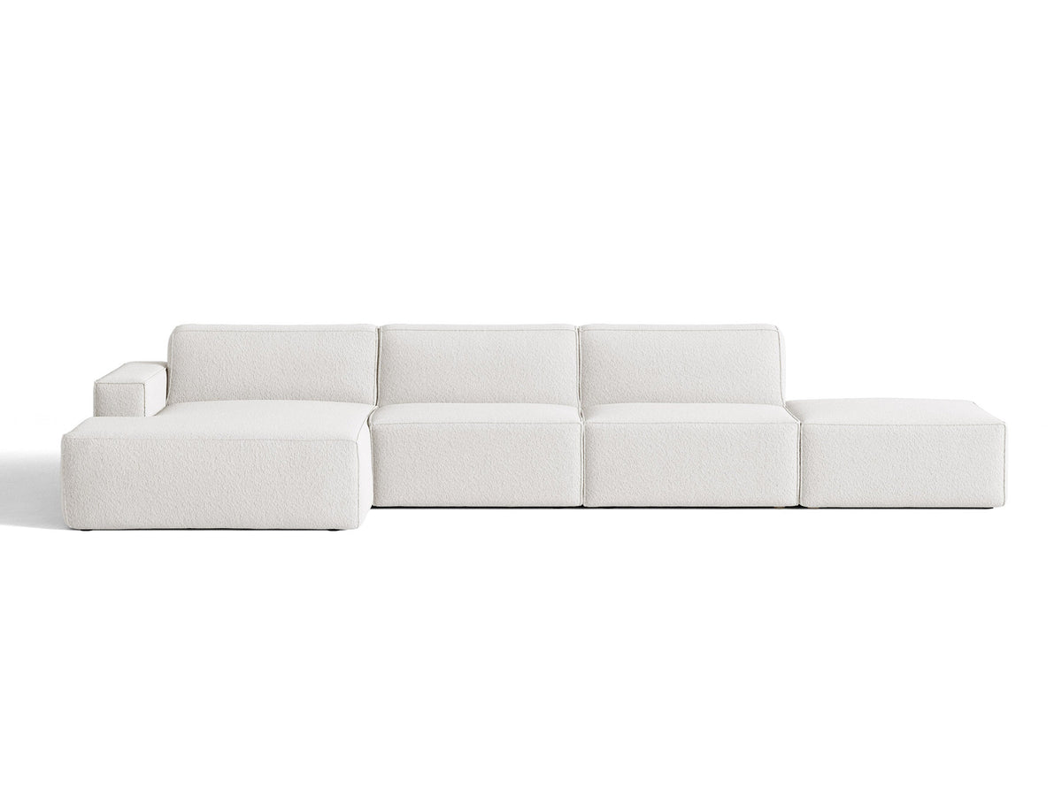 Modulares Ecksofa Jodie von Micadoni, L-Form mit Meridienne links, Polsterstoff, schwarze Beine