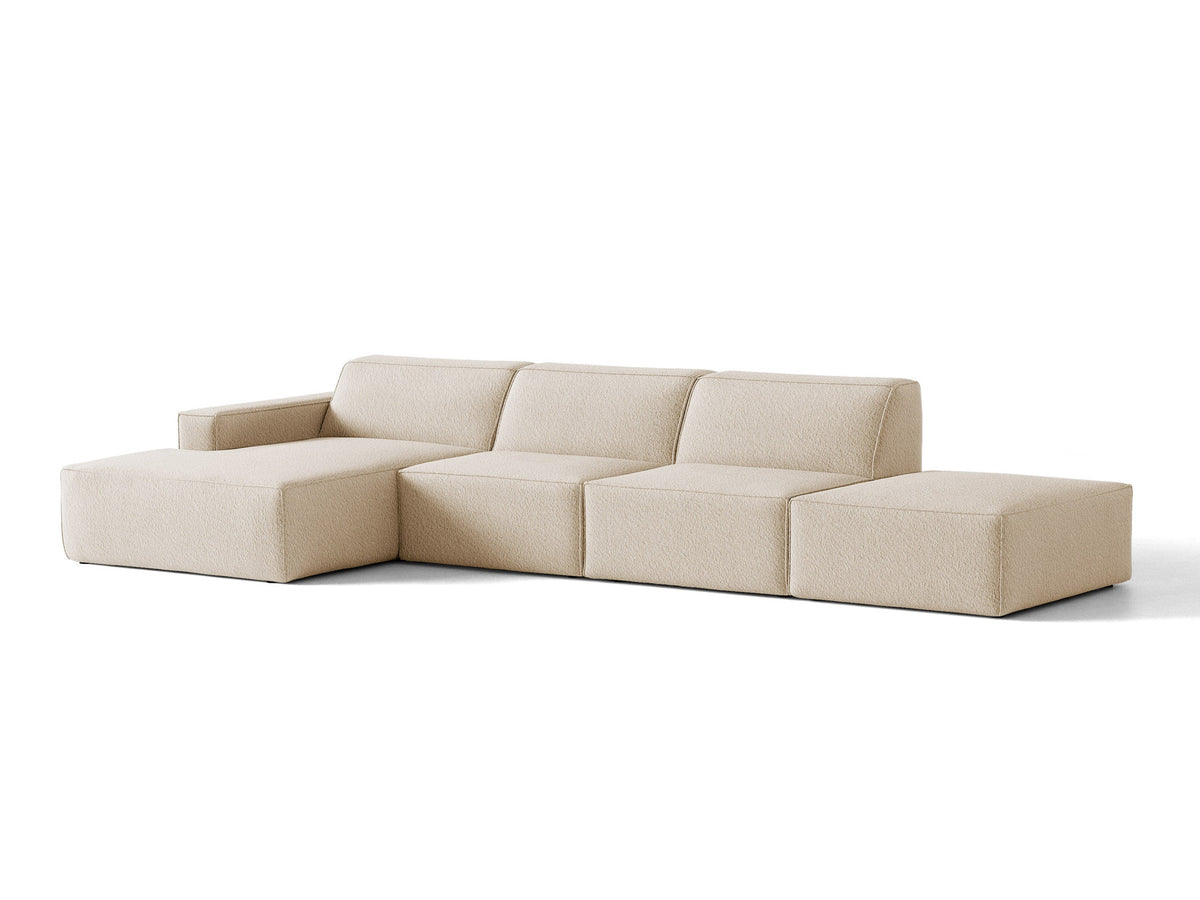 Modulares Ecksofa Jodie von Micadoni, L-Form mit Meridienne links, Polsterstoff, schwarze Beine