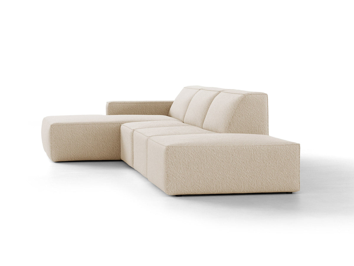Modulares Ecksofa Jodie von Micadoni, L-Form mit Meridienne links, Polsterstoff, schwarze Beine