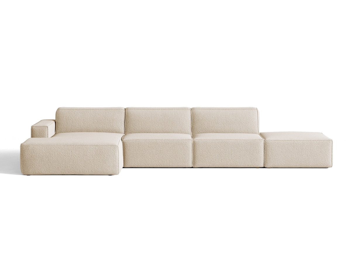 Modulares Ecksofa Jodie von Micadoni, L-Form mit Meridienne links, Polsterstoff, schwarze Beine