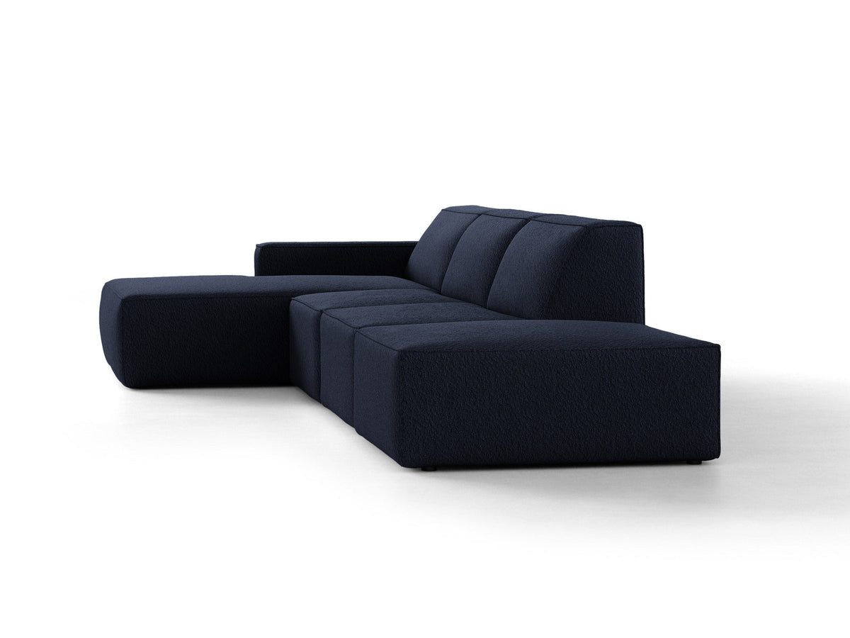 Modulares Ecksofa Jodie von Micadoni, L-Form mit Meridienne links, Polsterstoff, schwarze Beine