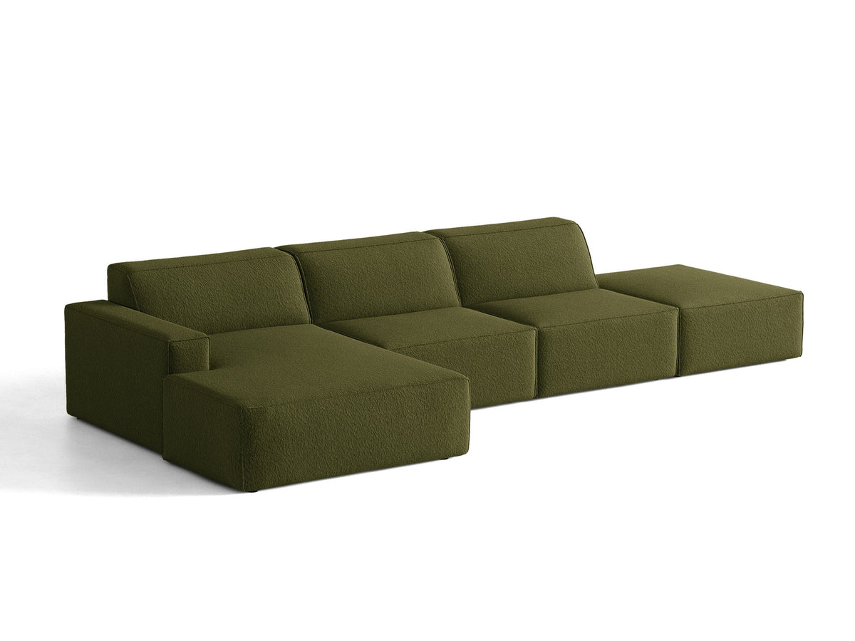 Modulares Ecksofa Jodie von Micadoni, L-Form mit Meridienne links, Polsterstoff, schwarze Beine