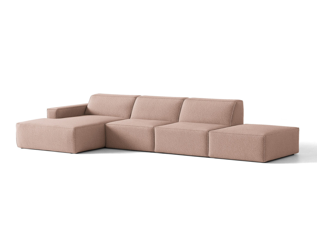 Modulares Ecksofa Jodie von Micadoni, L-Form mit Meridienne links, Polsterstoff, schwarze Beine