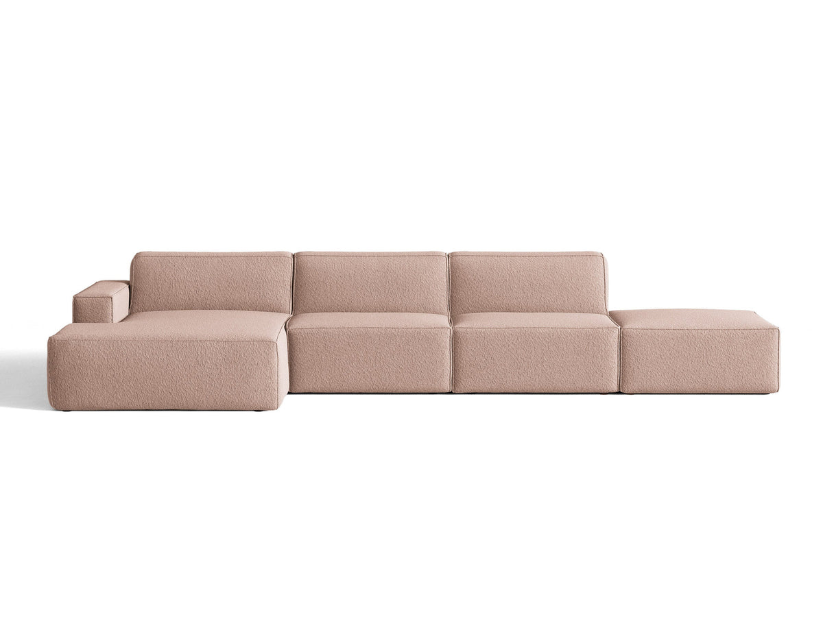 Modulares Ecksofa Jodie von Micadoni, L-Form mit Meridienne links, Polsterstoff, schwarze Beine