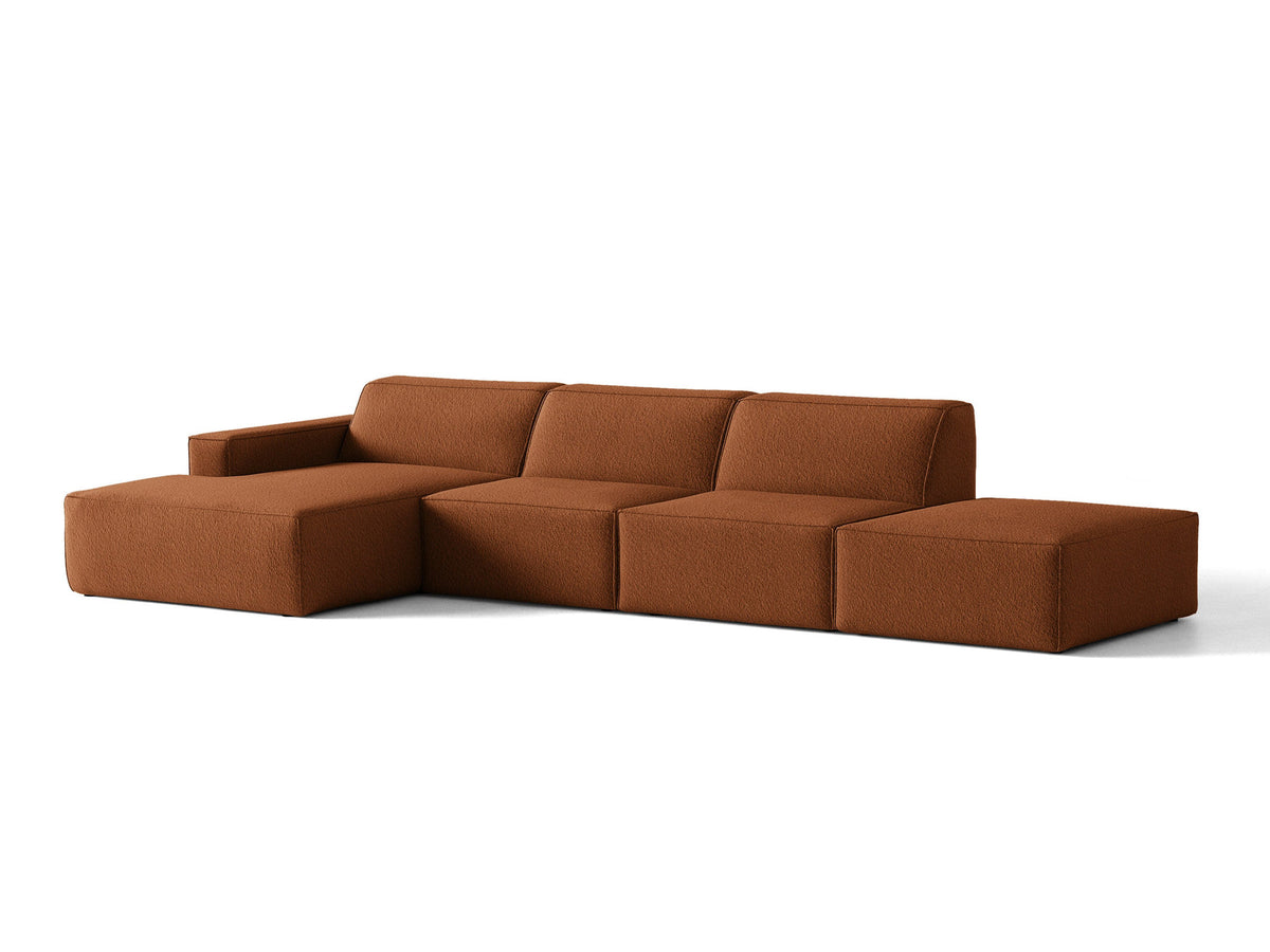 Modulares Ecksofa Jodie von Micadoni, L-Form mit Meridienne links, Polsterstoff, schwarze Beine