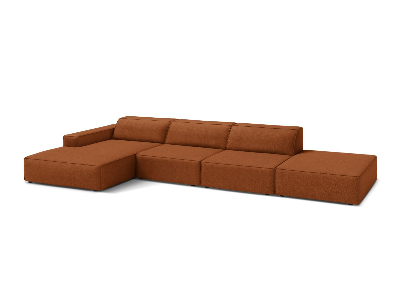 Elegantes Jodie Boucle Ecksofa links in Terracotta, 5-Sitzer, modulares Design von Micadoni für stilvolle Wohnräume.