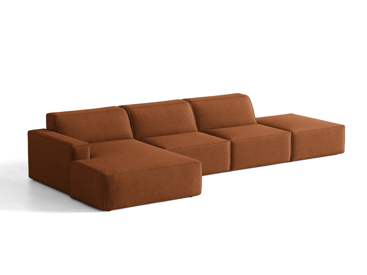 Modulares Ecksofa Jodie von Micadoni, L-Form mit Meridienne links, Polsterstoff, schwarze Beine