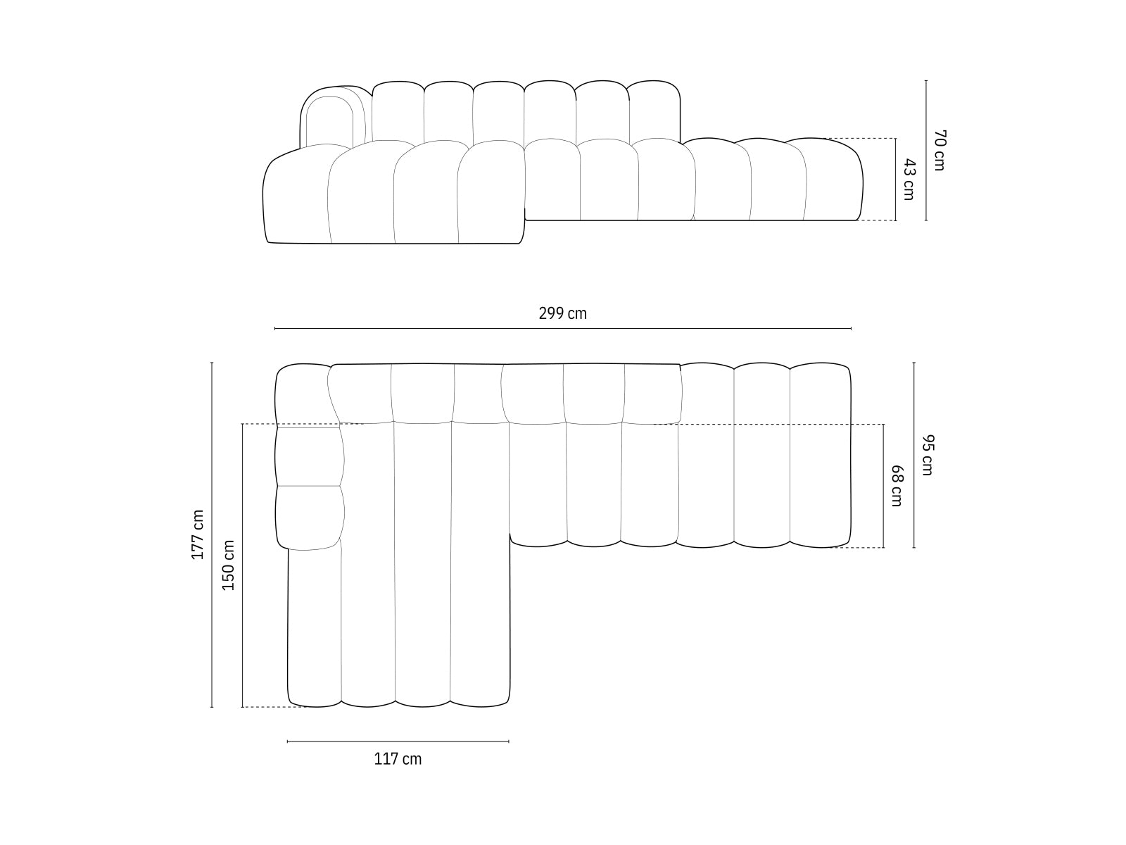 Lupine Modulares Ecksofa open links 5 Sitzer in White präsentiert im Onlineshop von KAQTU Design AG. L-Sofa links ist von Micadoni