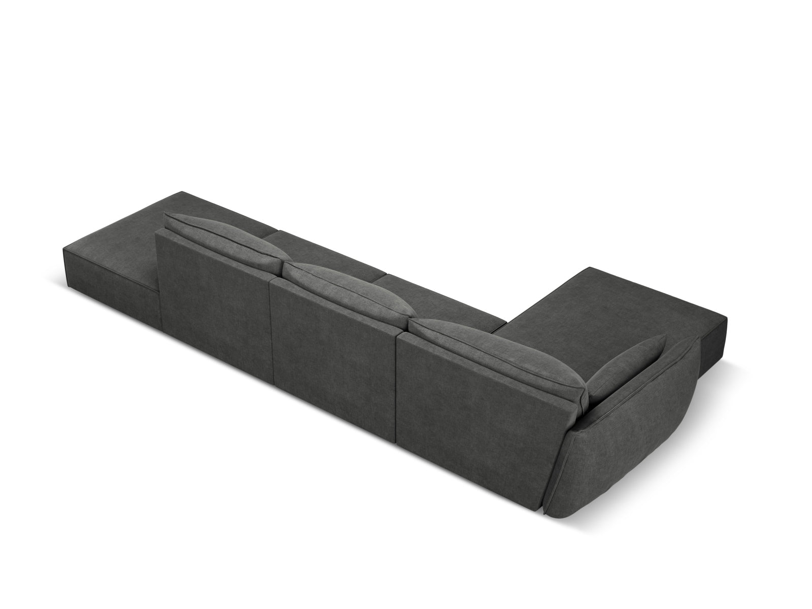 Modernes Kaelle Ecksofa links, 5-Sitzer in edlem Dunkelgrau, perfekt für stilvolle Wohnzimmer und gemütliche Abende.