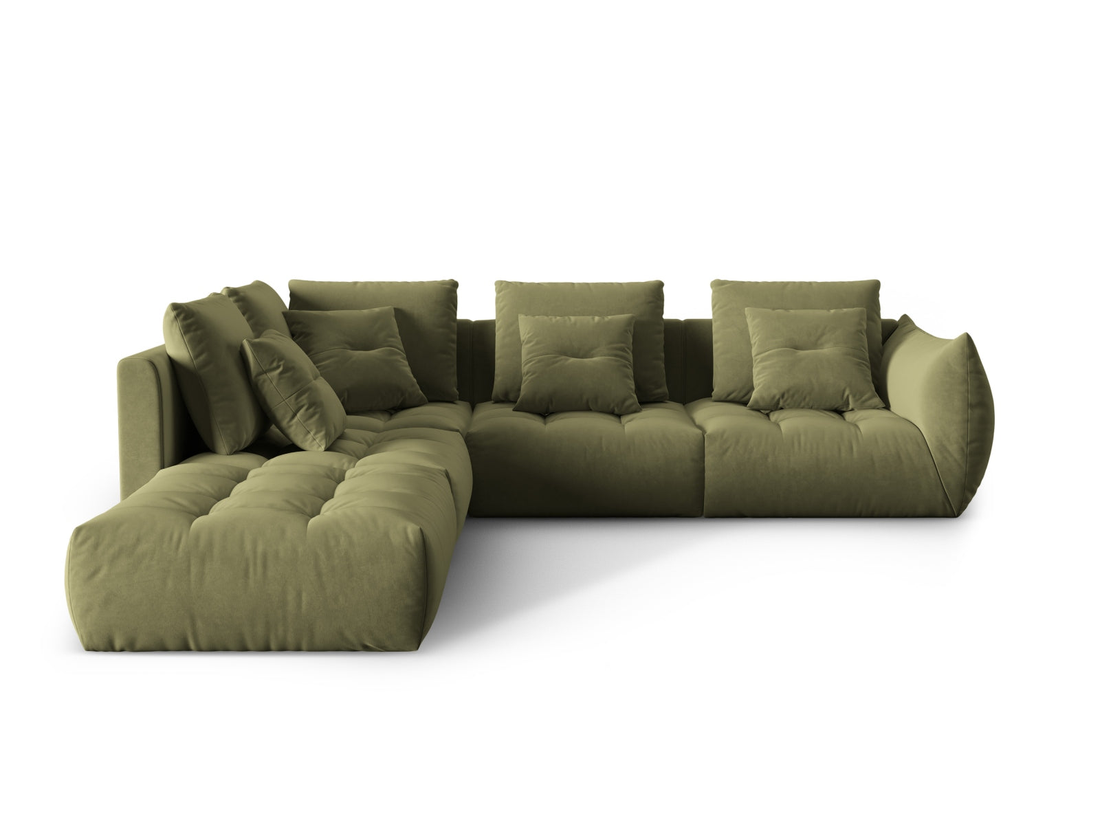 Bloom Velour Modular Ecksofa links 4 Sitzer in Light Green präsentiert im Onlineshop von KAQTU Design AG. Ecksofa links ist von Micadoni